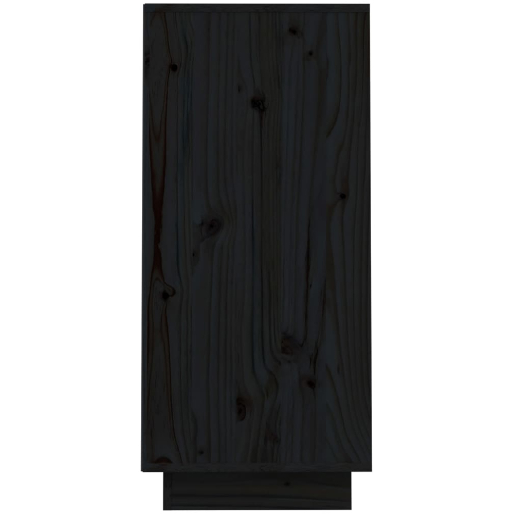 vidaXL 2 Open Shelf Black Solid Pine Wood Console Cabinet Image 5