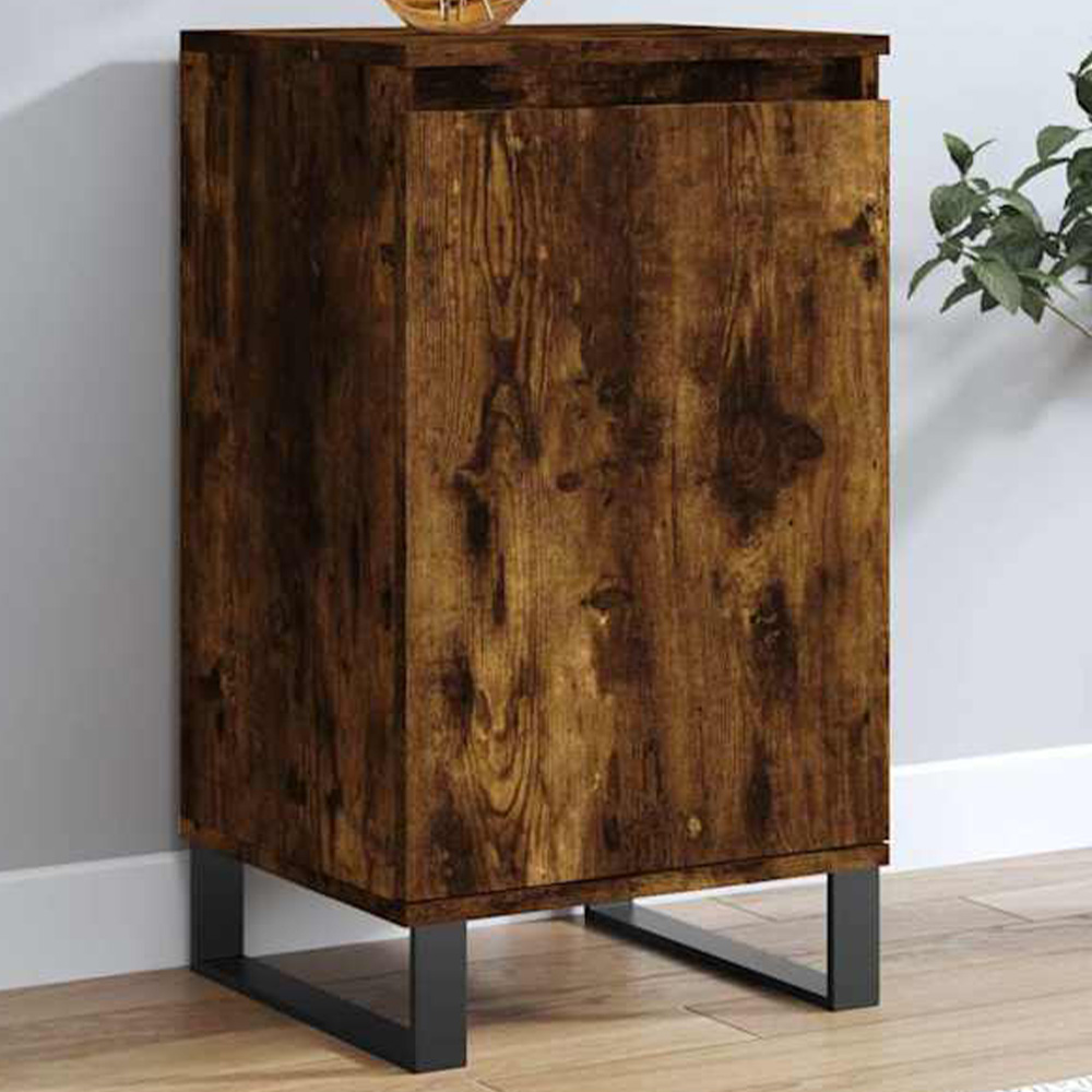 vidaXL Single Door Smoked Oak Sideboard Image 1