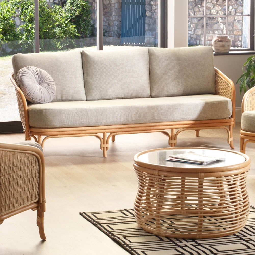 Desser Furniture Royal 3 Seater Roma Sage Natural Rattan Sofa Image 6