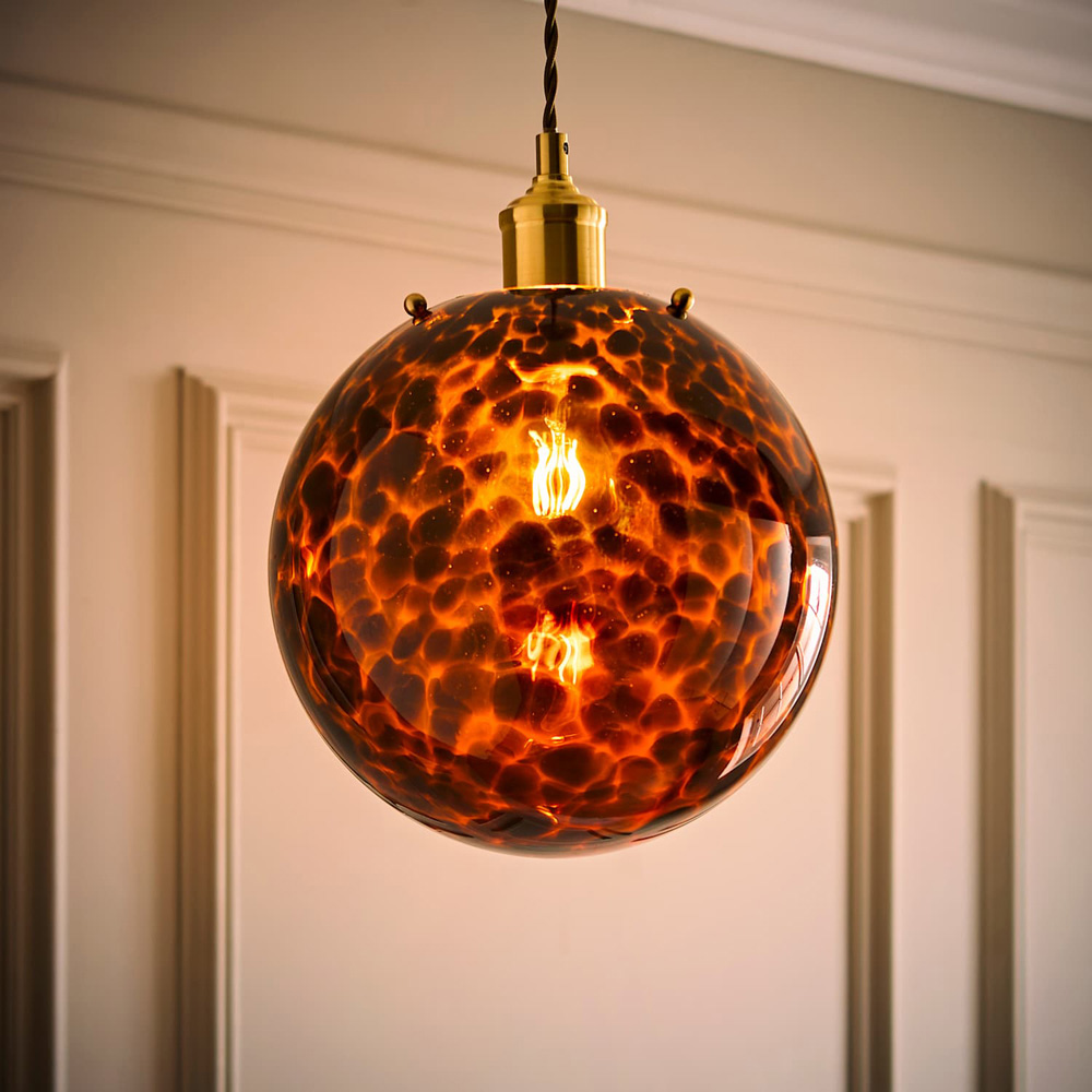 ValueLights Chiara Leopard Glass Easy Fit Pendant Ceiling Light Shade Image 2