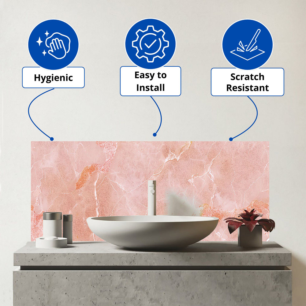 Warren Reed Designer Sweet Peach Quartz Effect Bathroom Splashback 25 x 60cm Image 3