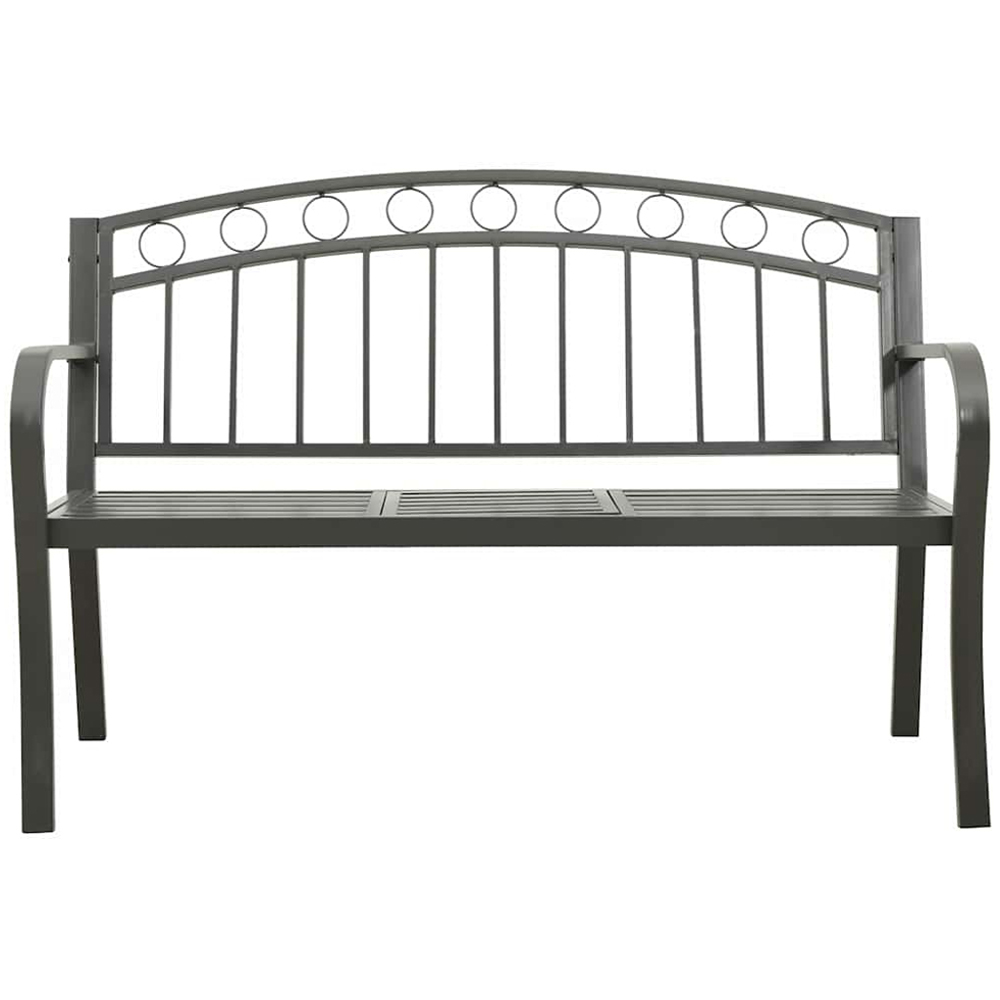 vidaXL 2 Seater Grey Steel Garden Bench with Table Image 3