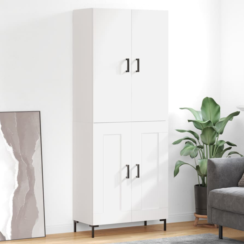 vidaXL 4 Door White Highboard Image 1
