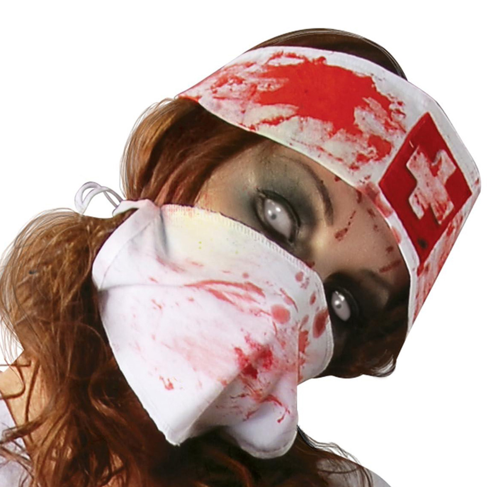 Fiestas Guirca Adult Zombie Nurse White and Red Costume Large Image 3