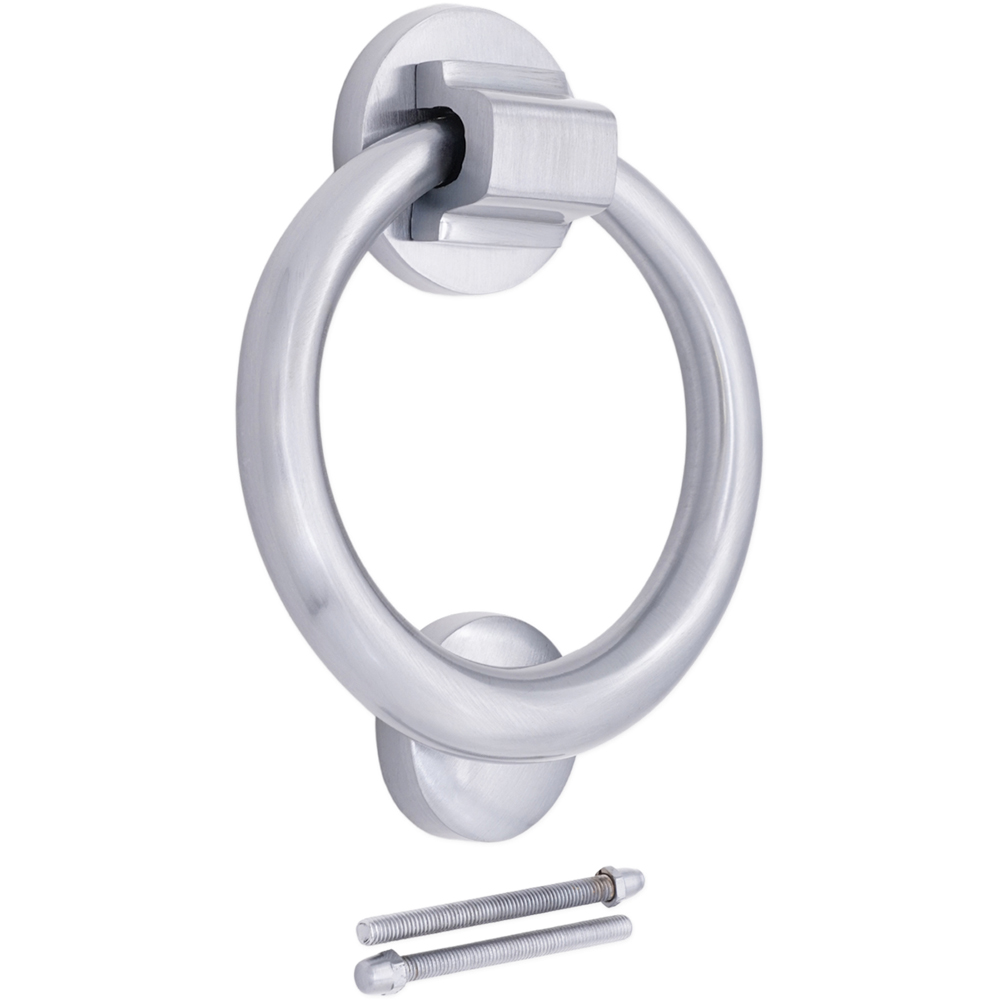 Spira Brass Satin Chrome Ring Door Knocker Image 4