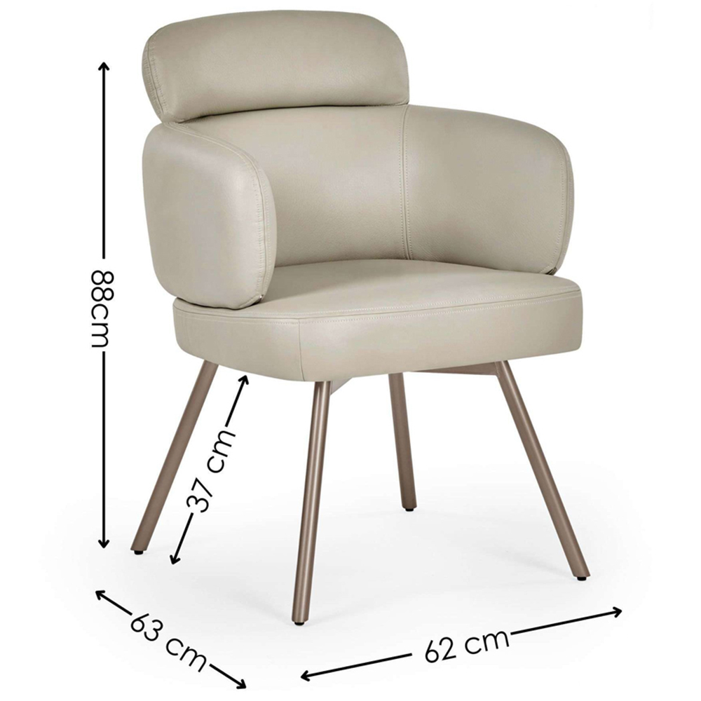 Julian Bowen Callisto Set of 2 Beige Faux Leather Swivel Dining Chair Image 9