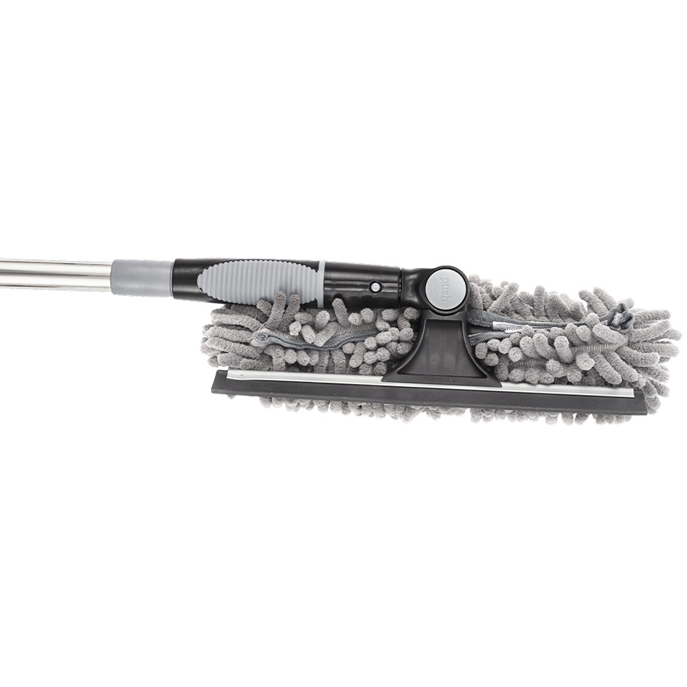 Living and Home Grey Extendable Window Cleaning Squeegee Tool with Scrubber Image 4