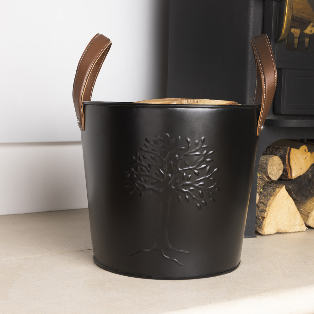 Charles Bentley Small Black Life Tree Embossed Oval Bucket Image 2