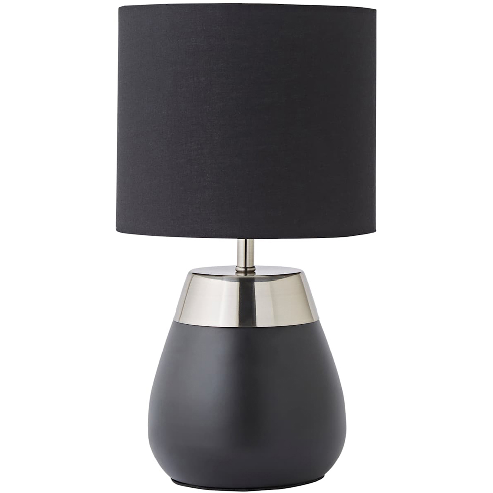 ValueLights Hurst Drum Shade Black Touch Table Lamp with Bulb Image 1