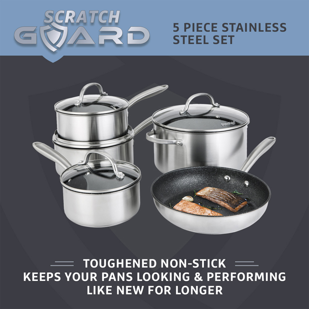 Prestige 5 Piece Scratch Guard Stainless Steel Cookware Set Image 2