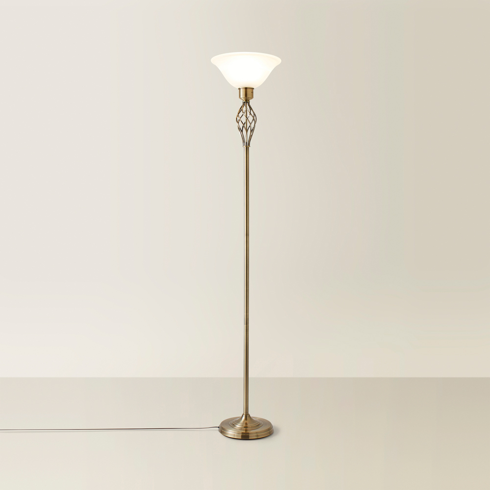 ValueLights Memphis Twist Antique Brass Floor Lamp Image 5