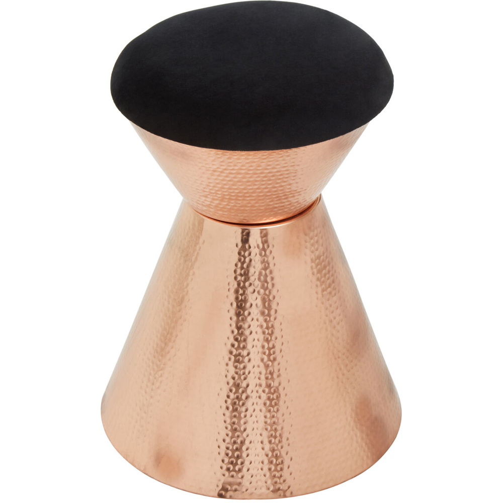 Premier Housewares Jaipur Black Velvet and Copper Finish Stool Image 2