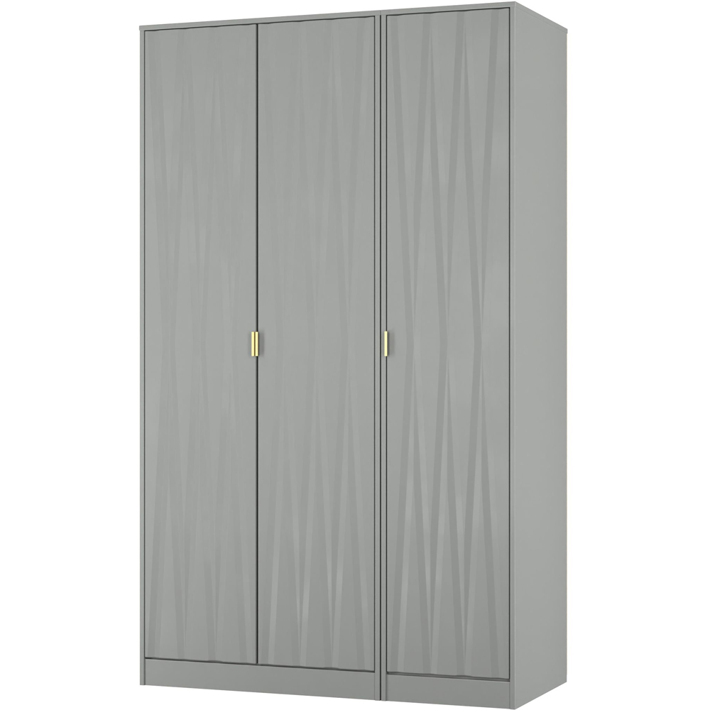 Crowndale Diamond 3 Door Dusk Grey Tall Wardrobe Ready Assembled Image 4