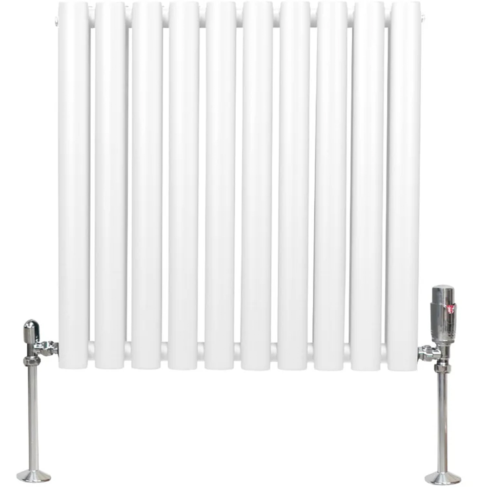 Monster Shop 2648BTU White Oval Column Radiator and Valves 600 x 600mm Image 1