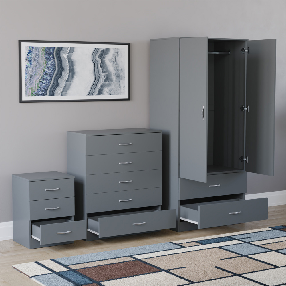 VIDA DESIGNS Riano Grey 3 Piece Bedroom Furniture Set Image 4