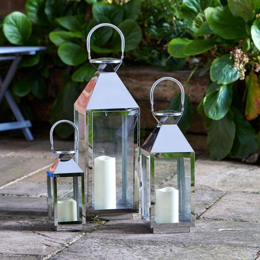 Samuel Alexander Stainless Steel Hanging Lanterns Pack of 3 Image 2