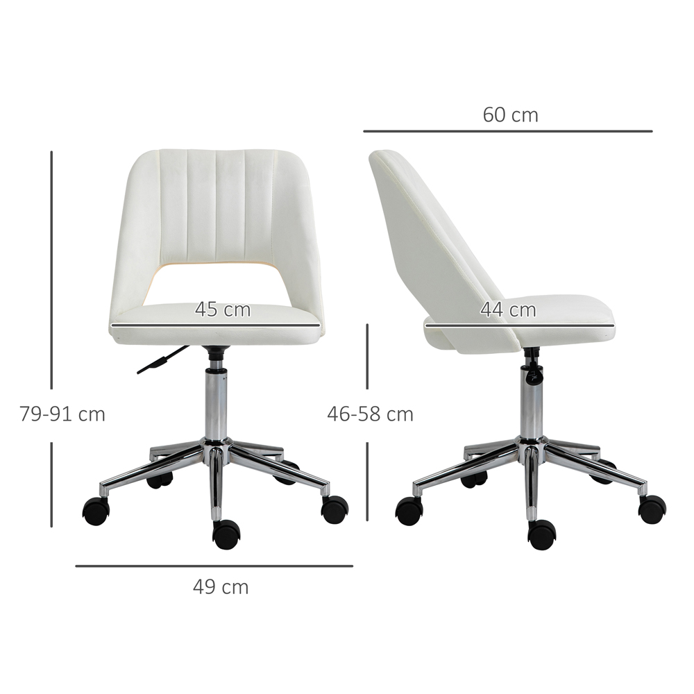 Portland Cream and White Scallop Mid-Back Swivel Office Chair Image 9