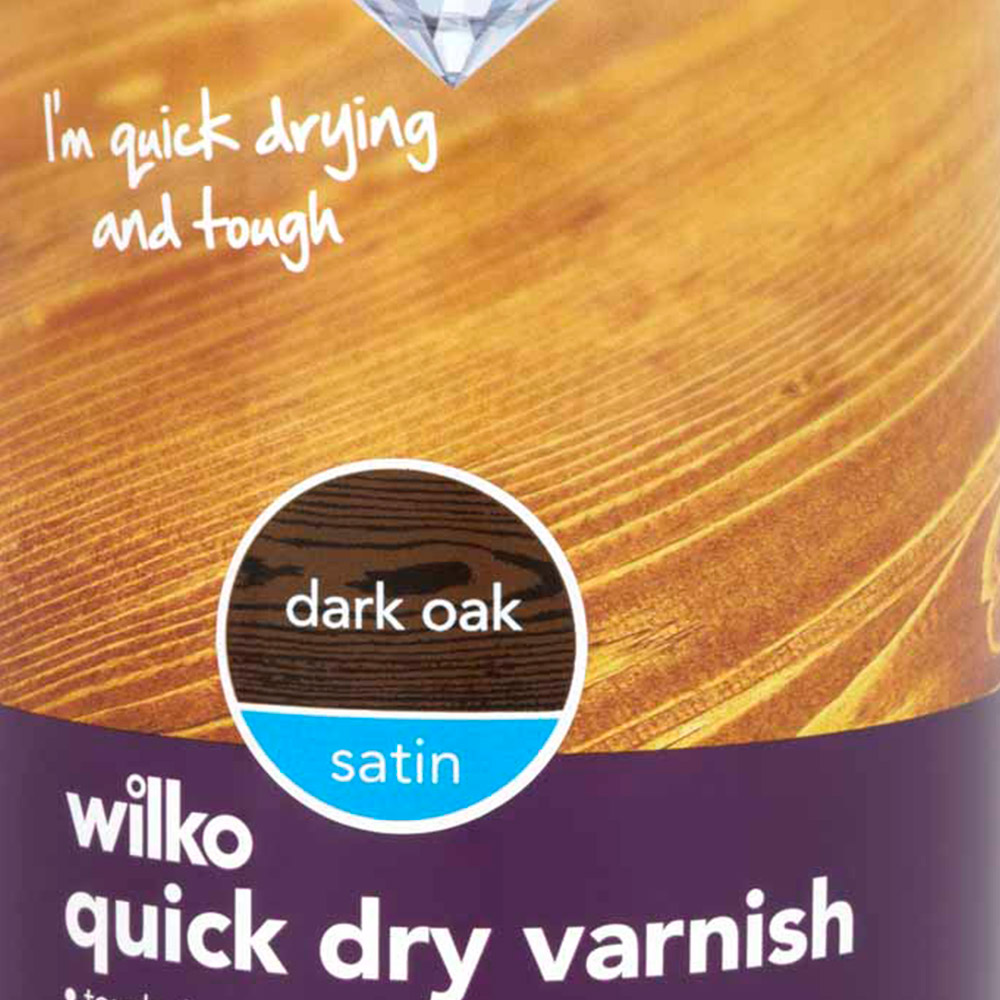 Wilko Ultra Tough Quick Dry Satin Varnish Dark Oak 750ml Image 2