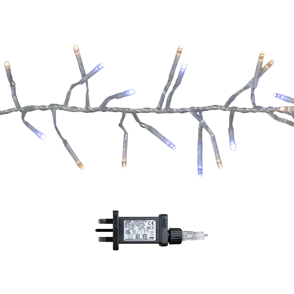 Samuel Alexander 720 White and Warm White LED Clear Cable Christmas Cluster Light 9.3m Image 2