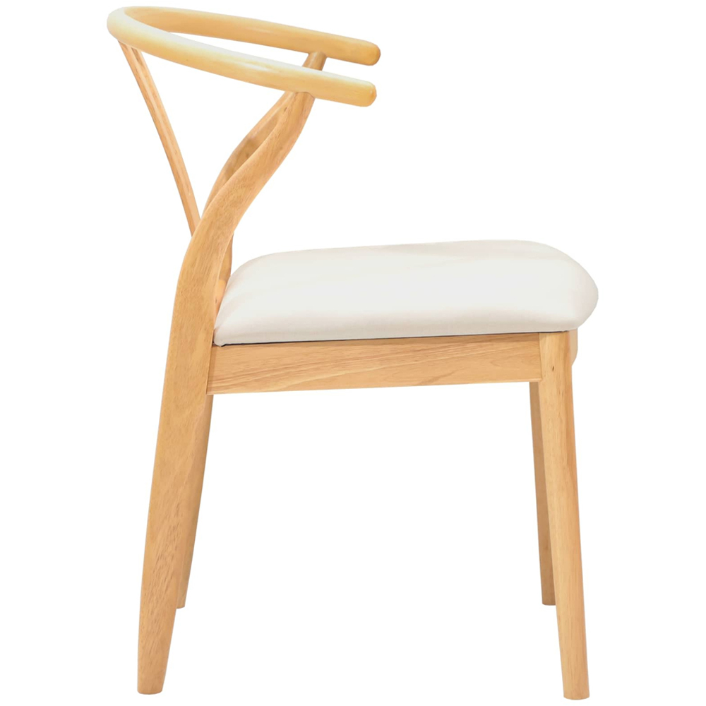 vidaXL Set of 2 Natural Rubberwood Curved Vintage Dining Chairs Image 6