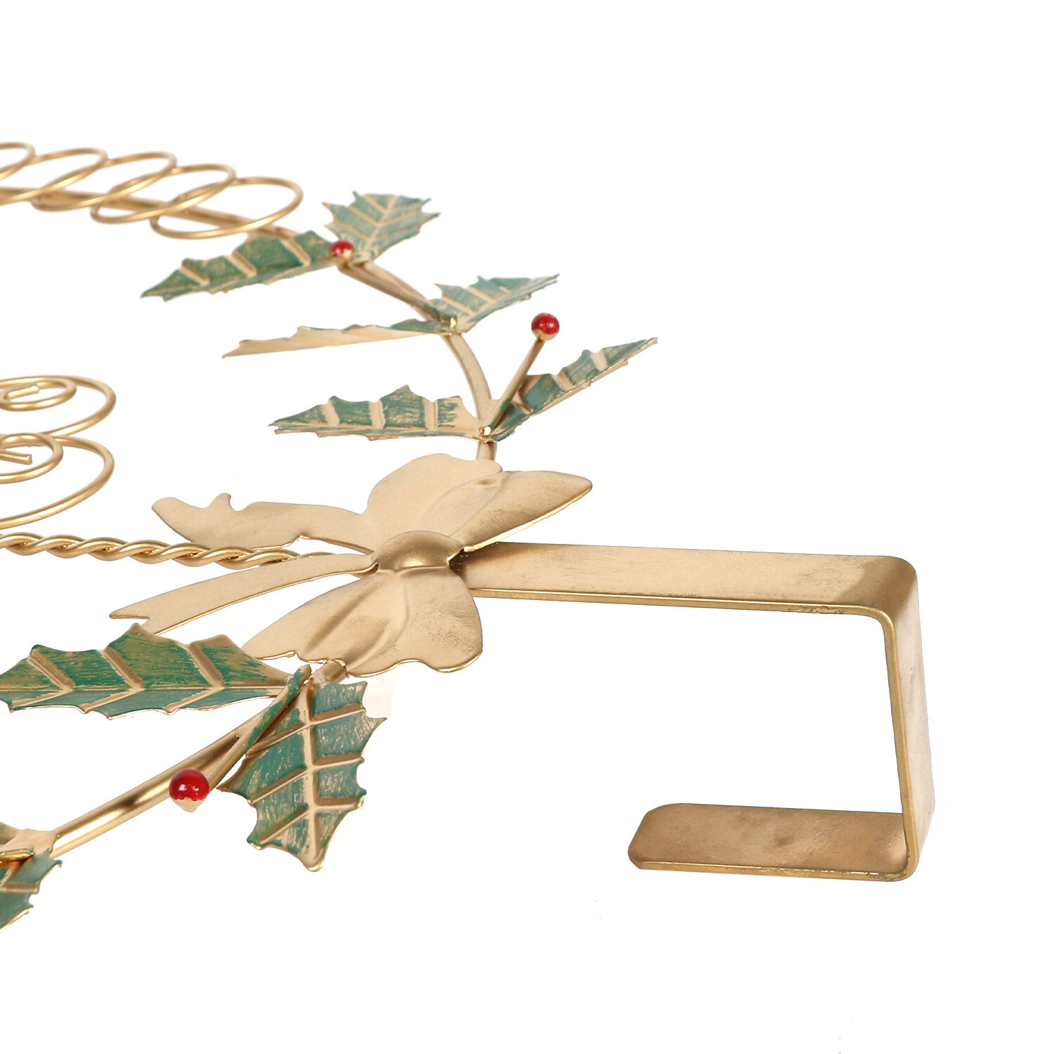 Christmas Wreath Metal Card Holder - Gold Image 2