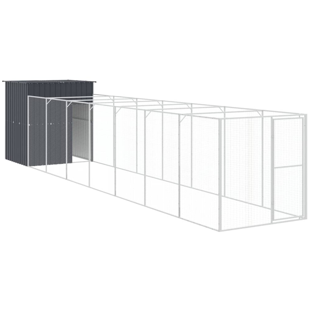 vidaXL Anthracite Galvanised Steel Kennel with Run 165 x 863 x 181cm Image 4