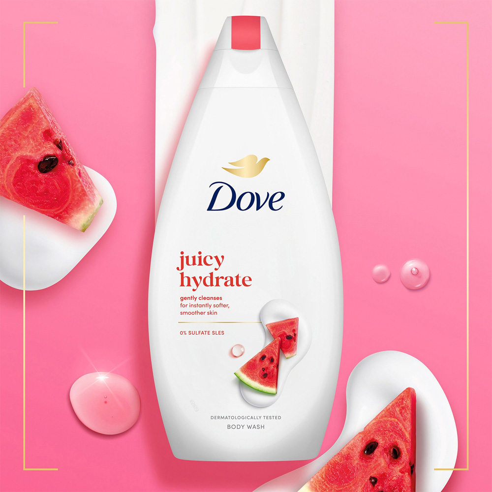 Dove Juicy Hydrate Watermelon Moisturising Gentle Cleansing Body Wash 450ml 6 Pack Image 3