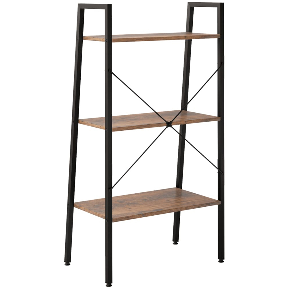 vidaXL 3-Tier Dark Brown and Black Standing Shelf Image 3