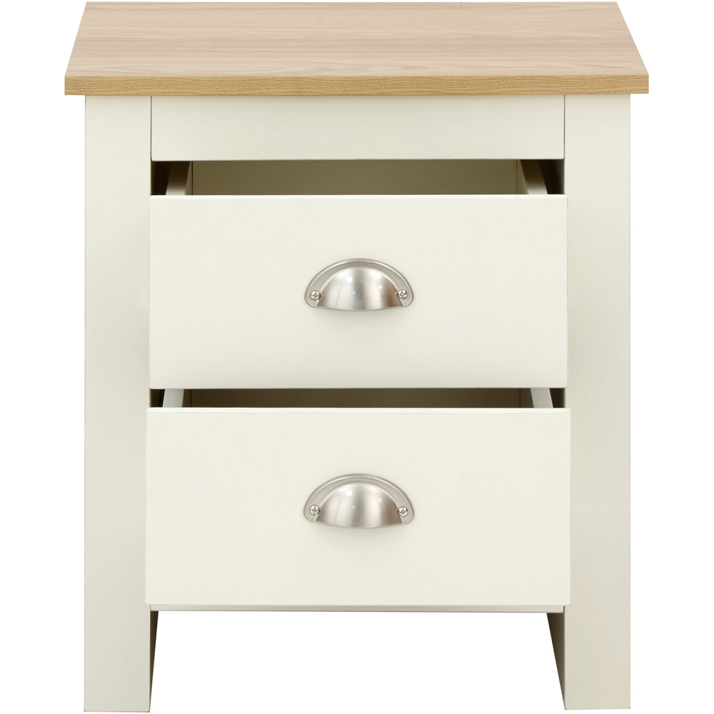 GFW Lancaster 2 Drawer Cream Bedside Table Image 5