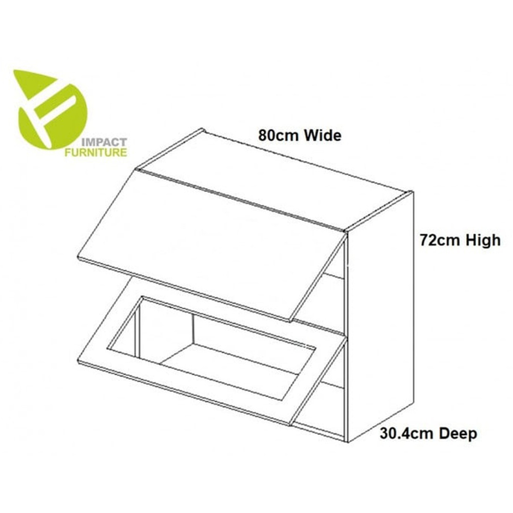 Impact Furniture Star 2 Lift Up Door Light Grey Gloss Glass Kitchen Wall Cabinet Display Unit 800mm Image 5