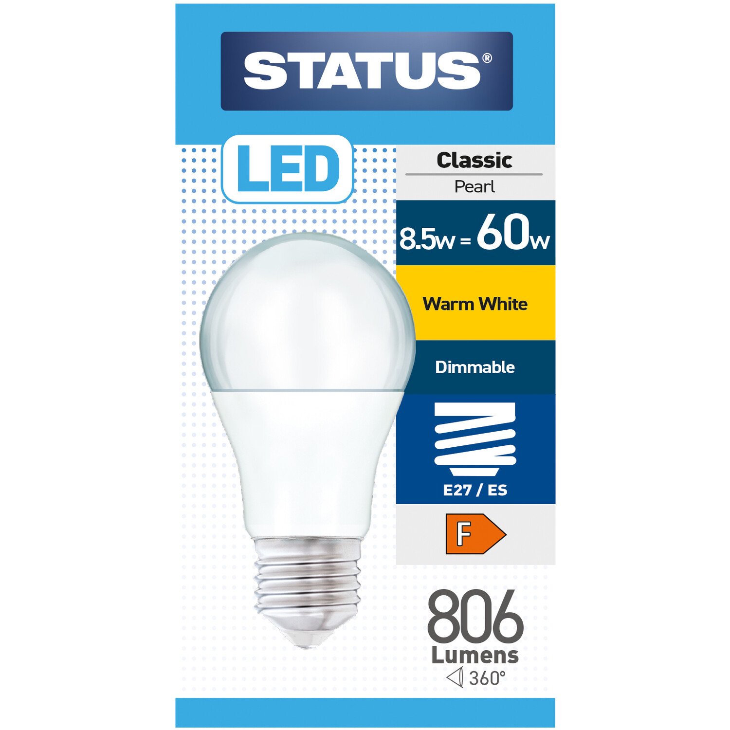 Status 8.5w=60w Dimmable Pearl ES LED Bulbs Warm White Image