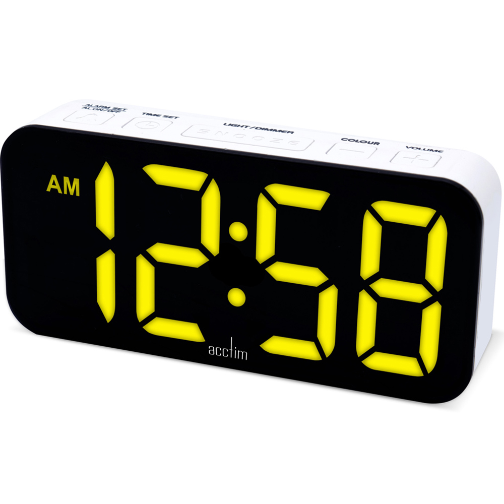 Acctim Jaxon White LED Colour Changing Digital Alarm Clock 14cm Image 5