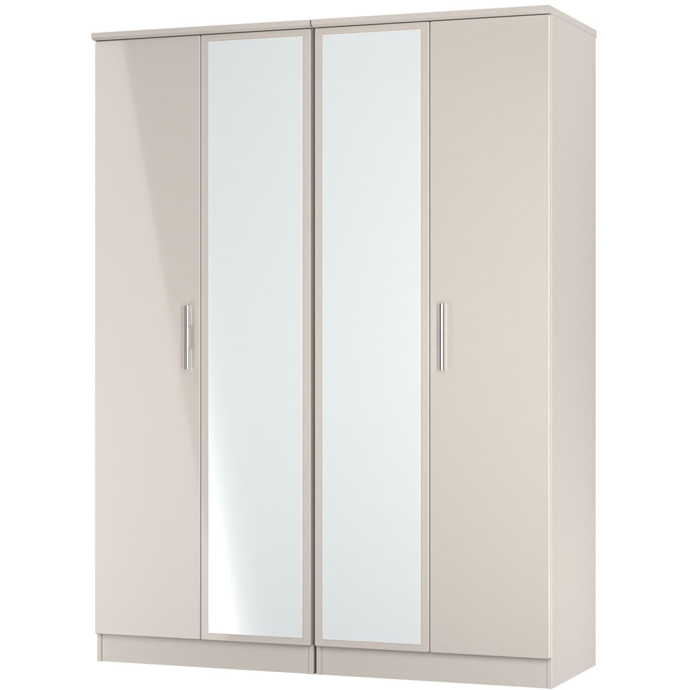 Crowndale Knightsbridge 4 Door Kashmir Gloss Tall Mirror Wardrobe Ready Assembled Image 3