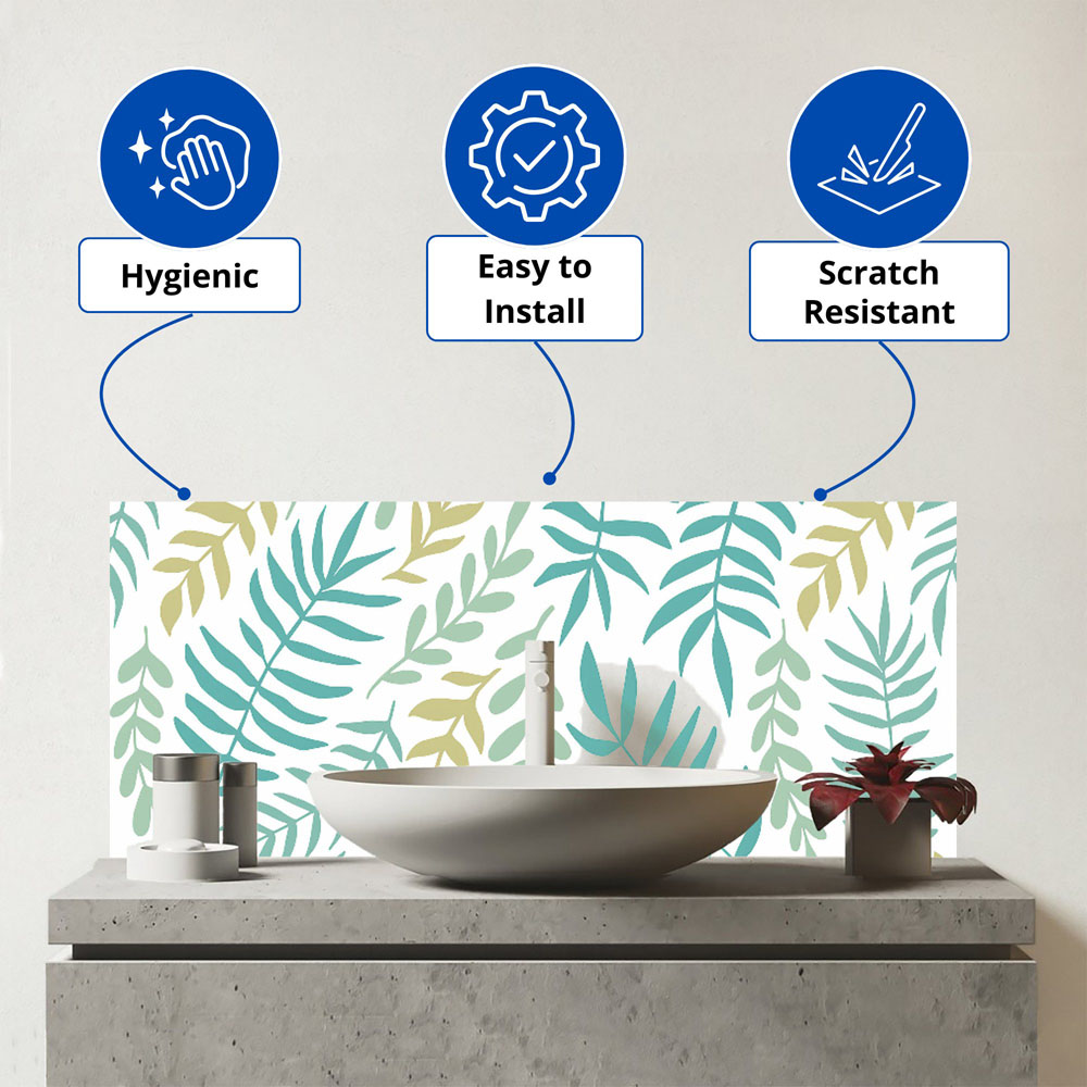 Warren Reed Designer Multicolour Leaves and Branches Glass Bathroom Splashback 25 x 60cm Image 3