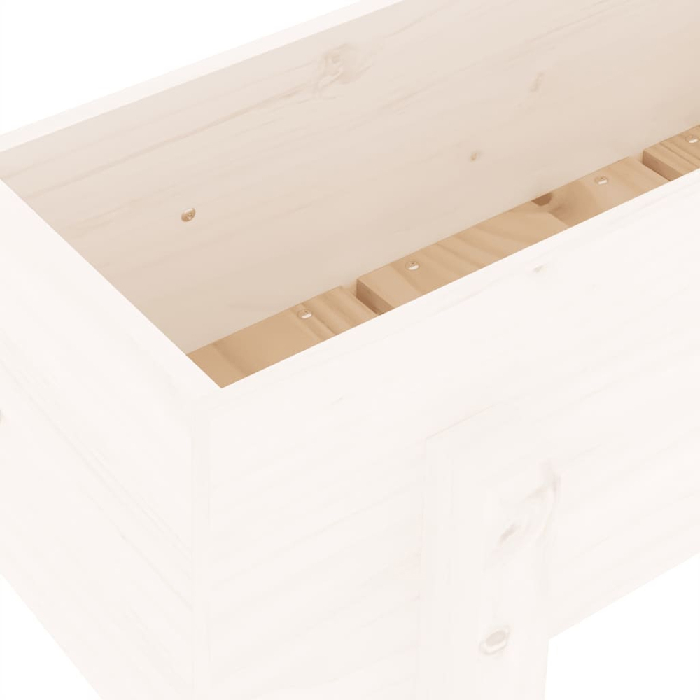 vidaXL White Solid Pine Wood Garden Planter with Legs 38 x 101 x 30cm Image 6