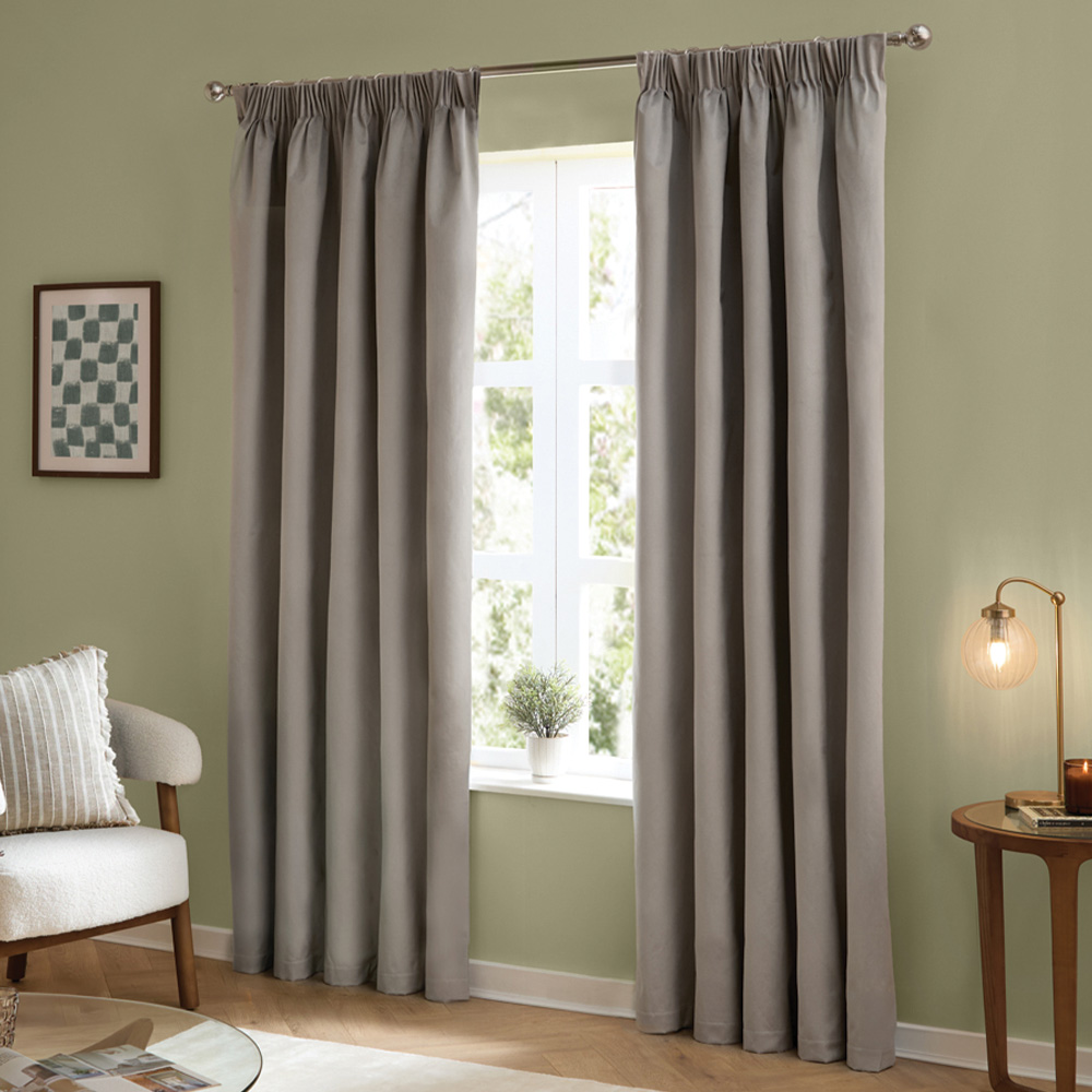 Furn The Ultimate Silver Velvet Fully Lined Pencil Pleat Curtains 117 x 137cm Image 1