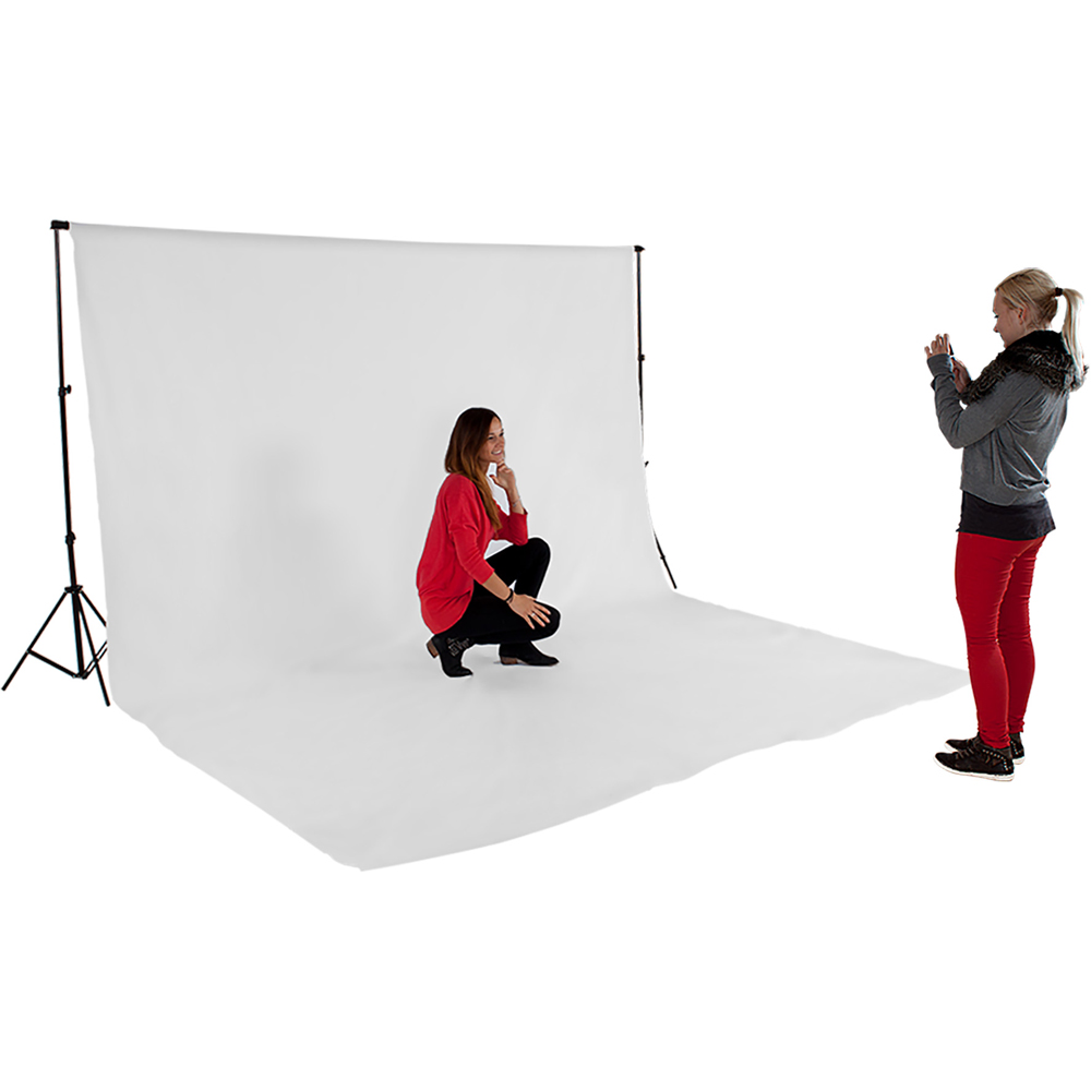 tectake White Large Photography Backdrop System with Carry Bag 3 x 6m Image 2