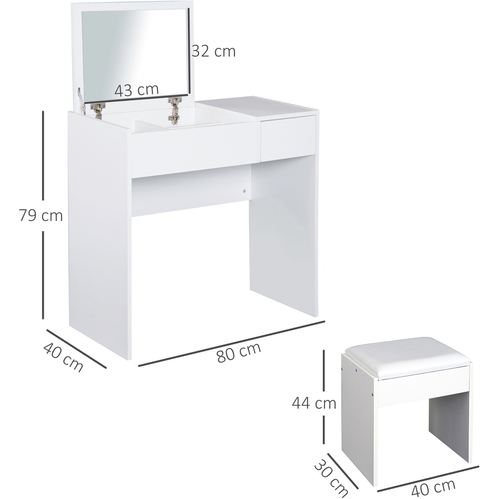 Portland White Dressing Table Set with Mirror Image 8