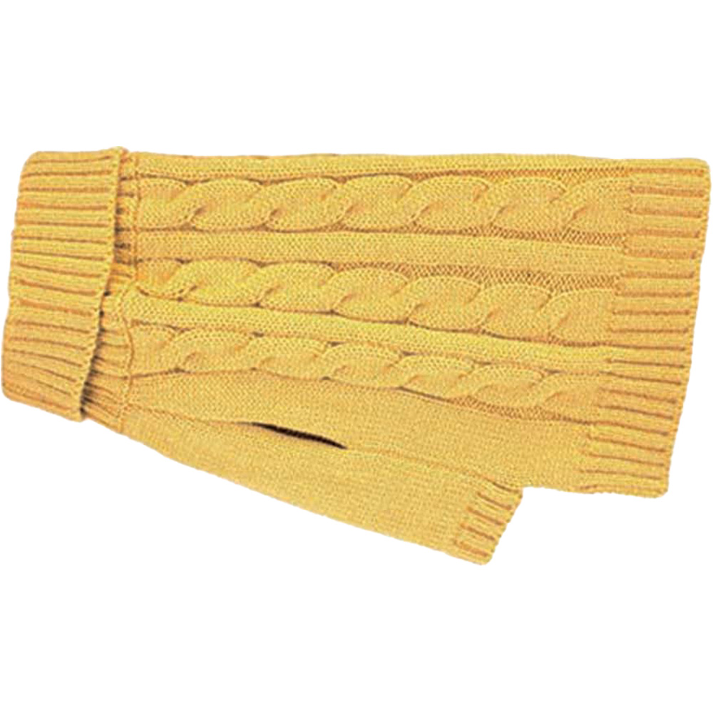 Happy Pets Medium Charlton Cable Knit Mustard Dog Jumper Image