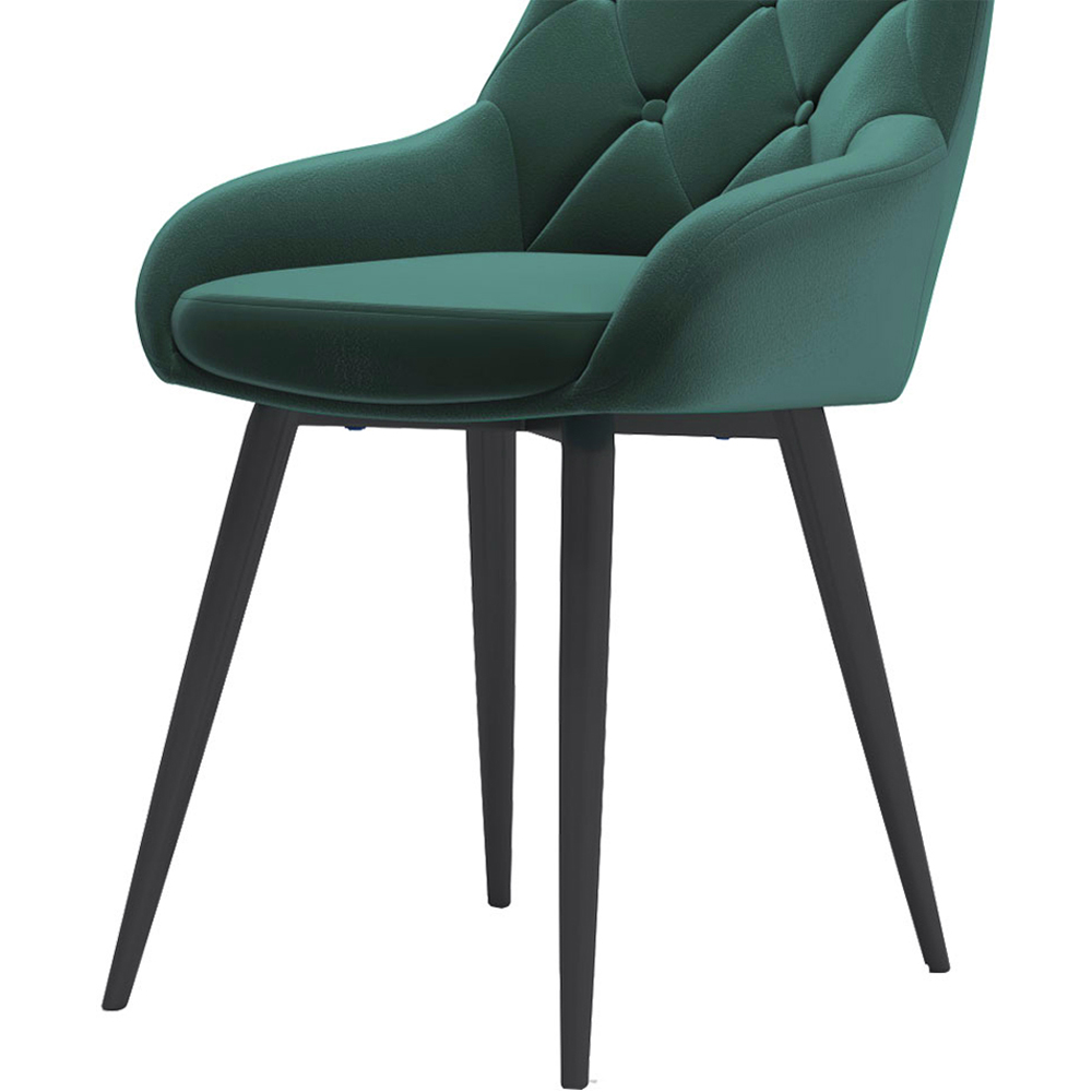 Living and Home Set of 2 Green Velvet Buttoned Dining Chair Image 7