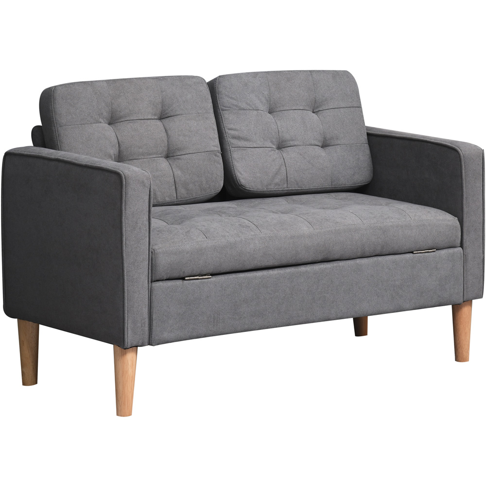 Portland 2 Seater Grey Cotton Sofa with Hidden Storage Image 2