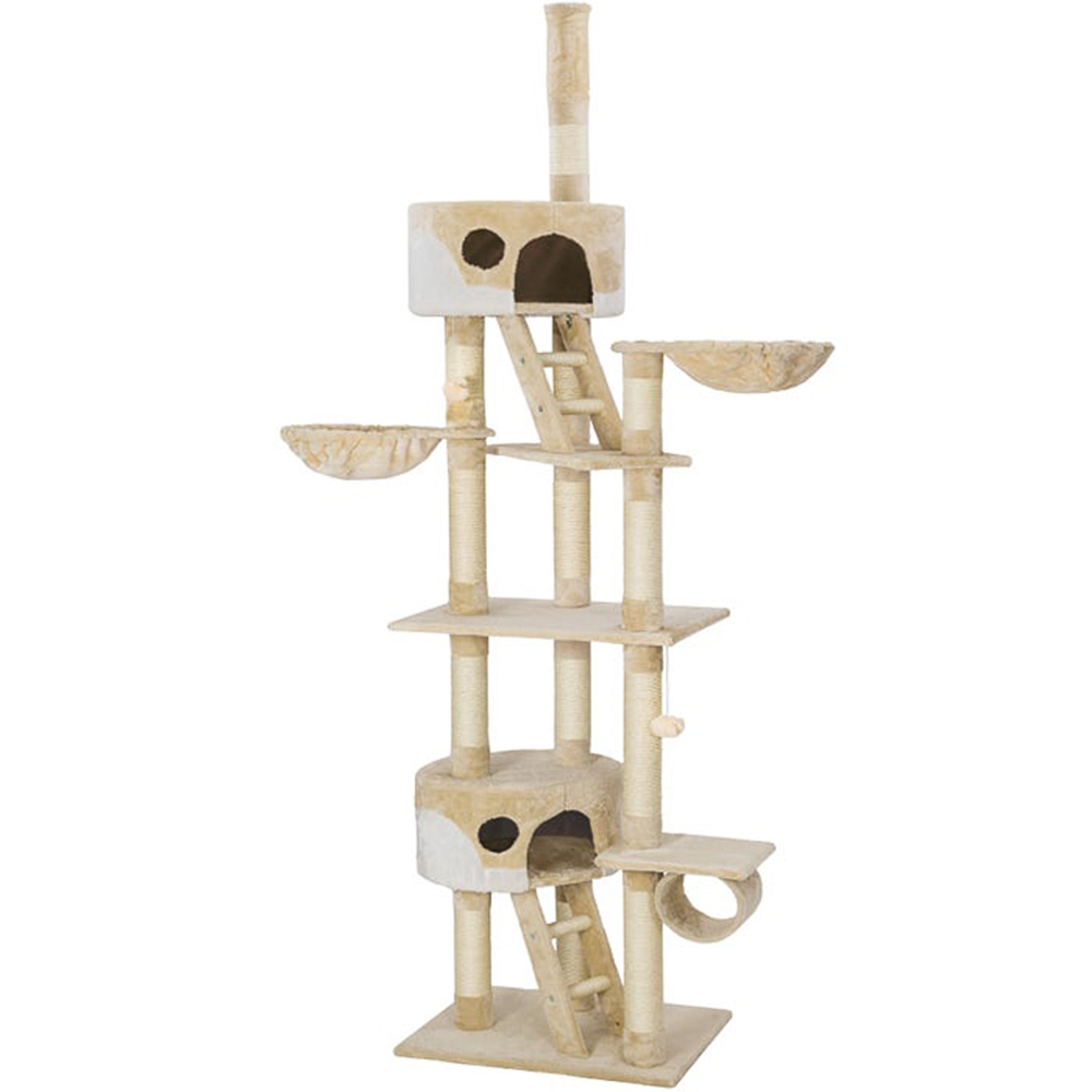 tectake Hansi Beige and White Cat Tree with Scratching Posts 260cm Image 1