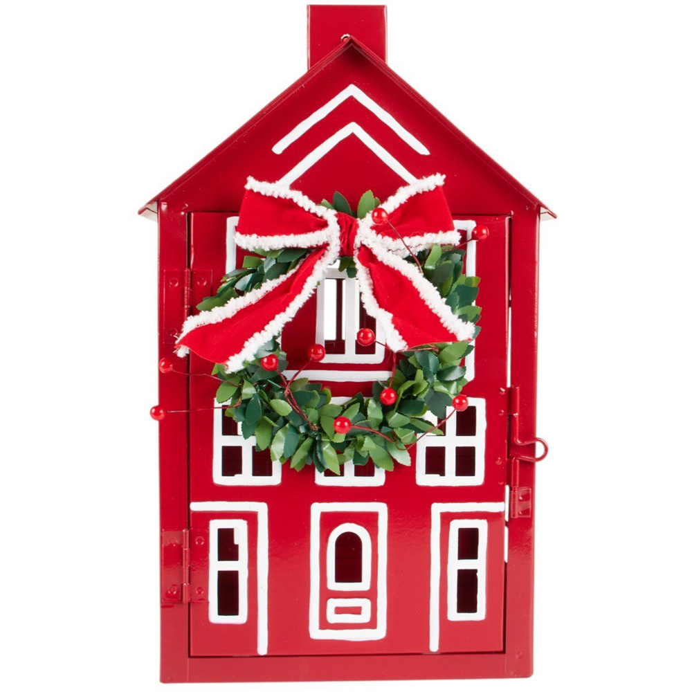 Metal House Standing Decoration Red Image 3