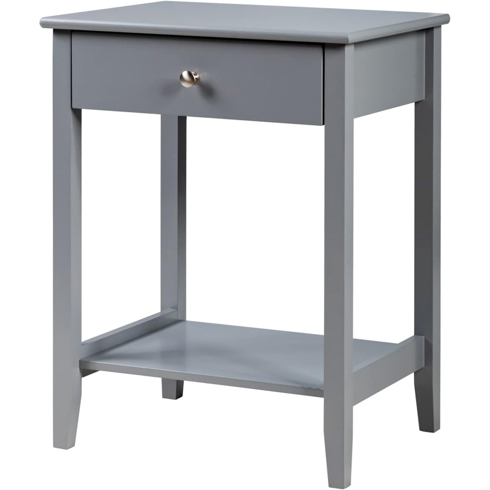Costway Single Drawer Single Shelf Grey Bedside Table 2 Pack Image 2
