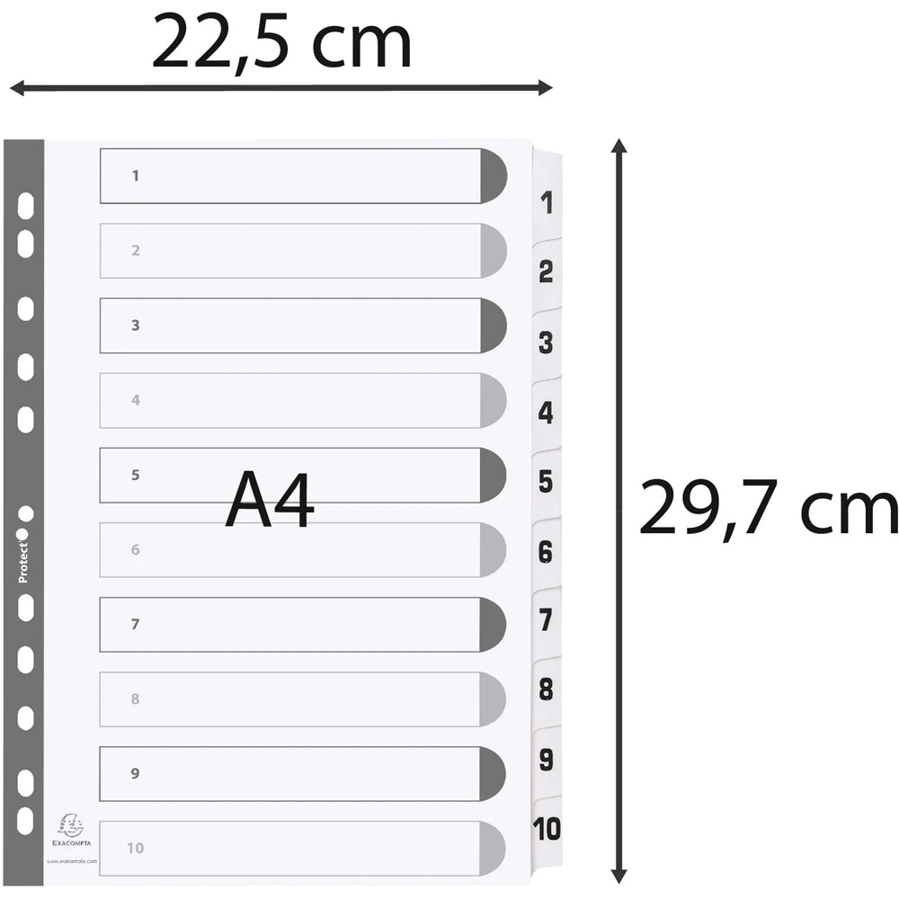 Exacompta A4 White Mylar 1-10 Divider 25 Pack Image 3