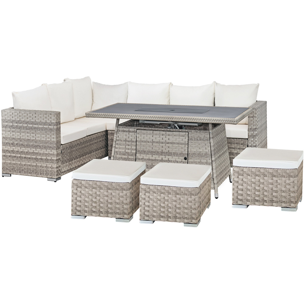 Oseasons Acorn 9 Seater Dove Grey Rattan Corner Firepit Garden Set Image 3