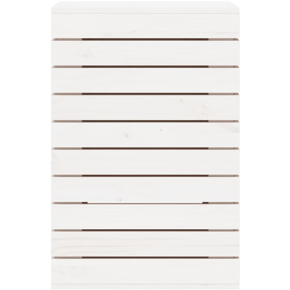 vidaXL White Solid Pine Wood Laundry Basket 44 x 44 x 66cm Image 4