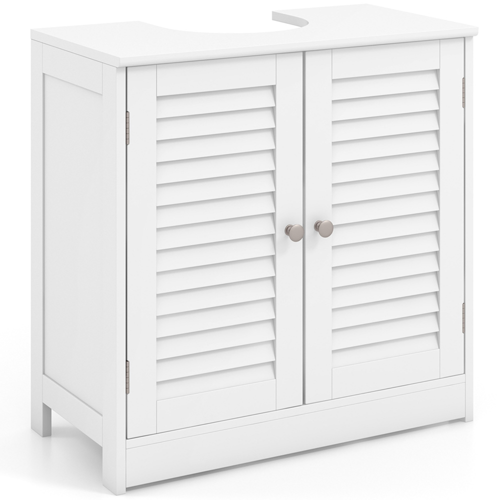 Costway 2 Door White Freestanding Bathroom Vanity Cabinet Image 2