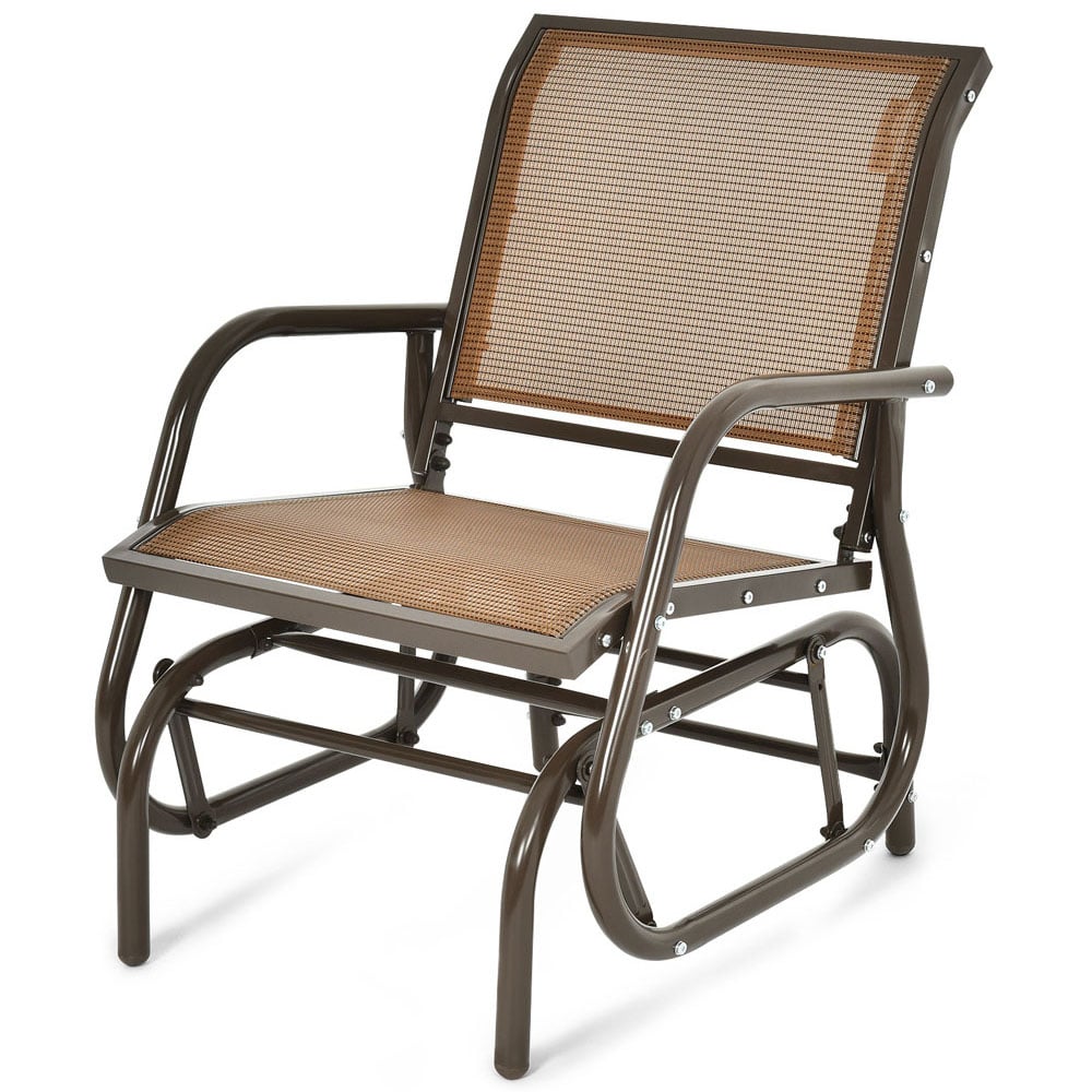 Costway Brown Glider Rocking Garden Chair Image 2