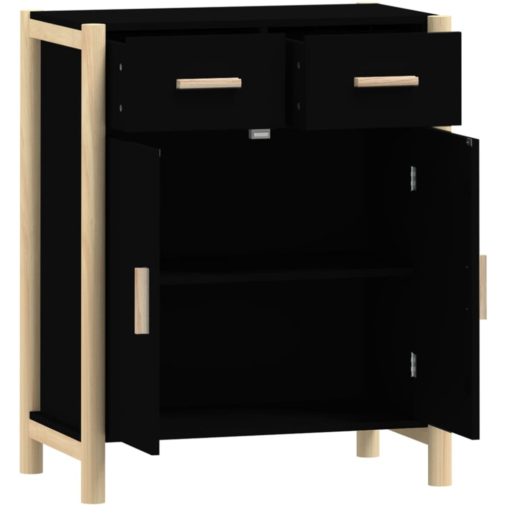 vidaXL 2 Door 2 Drawer Black Wooden Sideboard Image 3